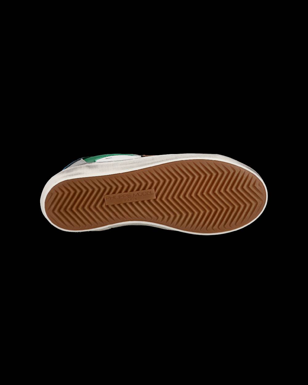 Philippe Model Sneakers Paris basse da Ragazzo in pelle, Bianco Verde Negozio