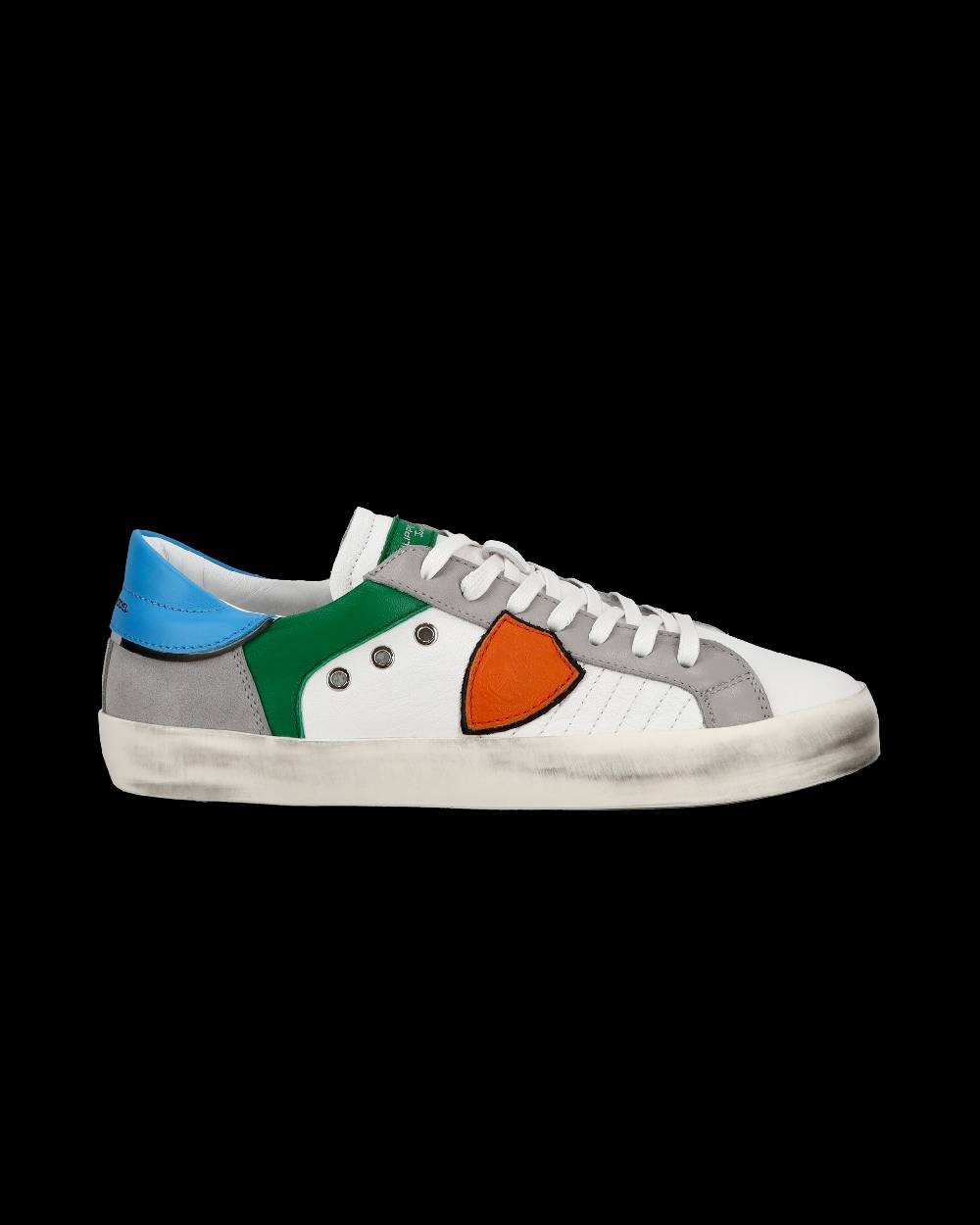 Philippe Model Sneakers basse Paris da Bambino in pelle, Bianco Verde In Saldo