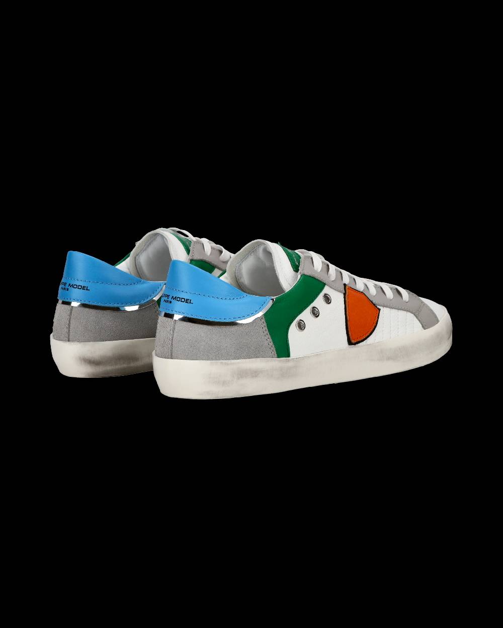 Philippe Model Sneakers basse Paris da Bambino in pelle, Bianco Verde In Saldo