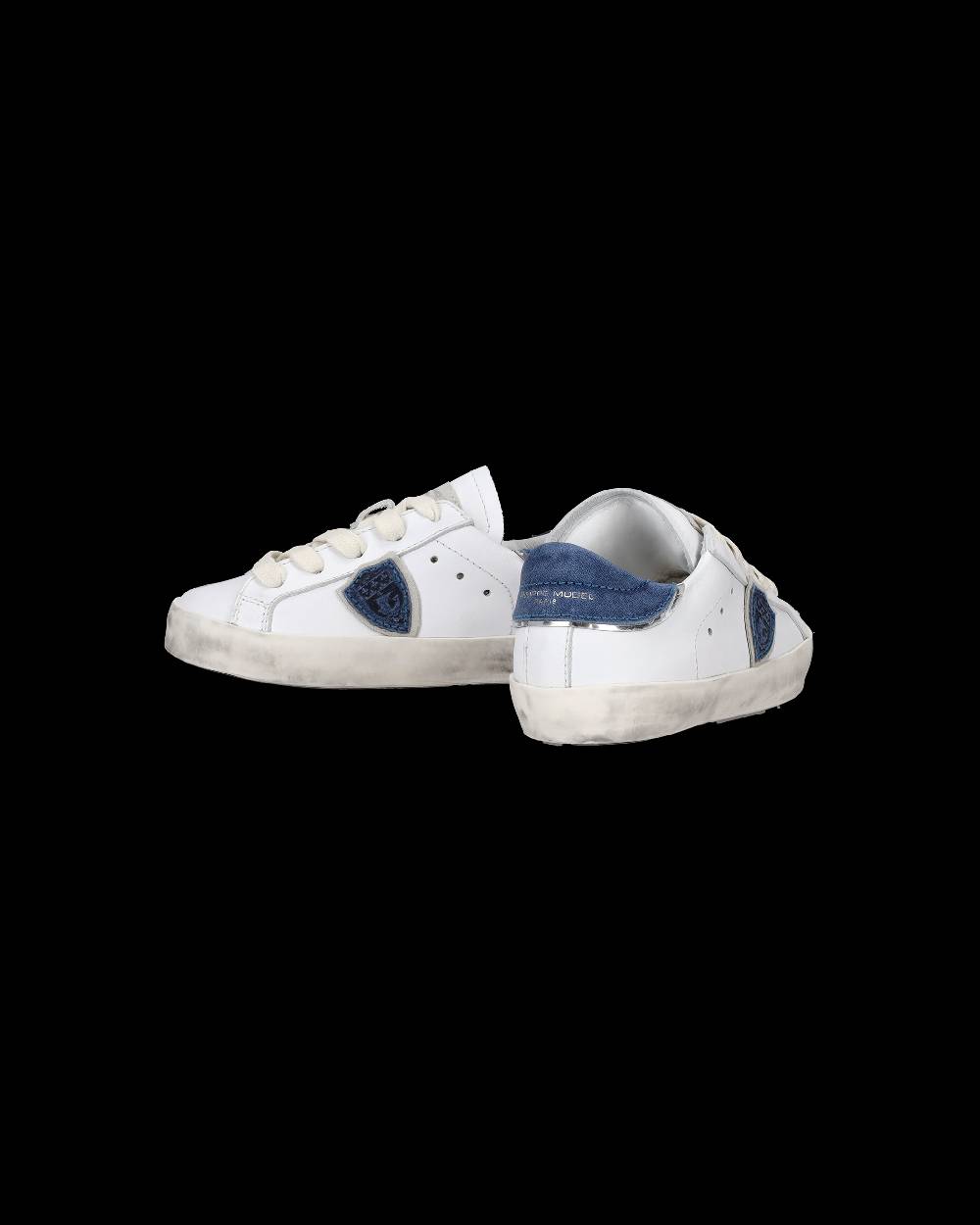 Philippe Model Sneakers da Bambini Prsx basse Bianche e Blu in Pelle Nuova