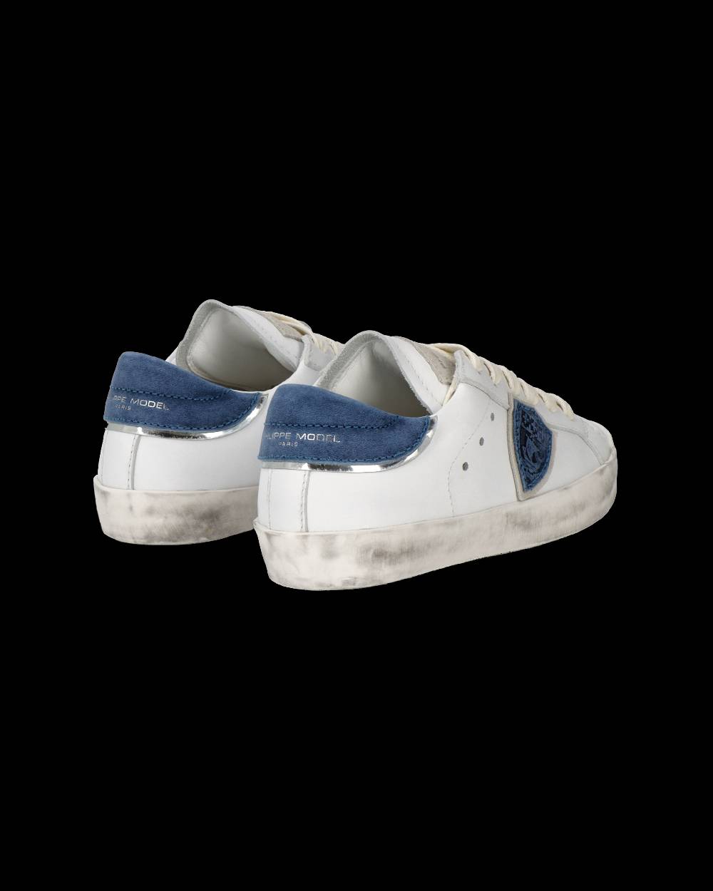 Philippe Model Sneakers Prsx basse da Bambini Bianche e Blu in Pelle Moda