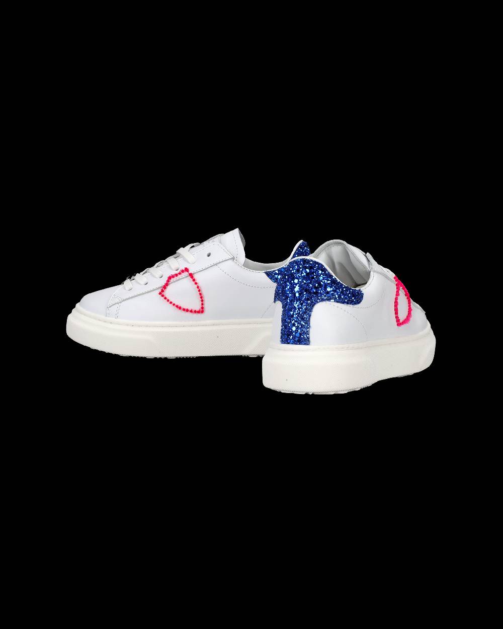 Philippe Model Sneakers Temple da Bambini Bianche e Blu in Pelle Italy