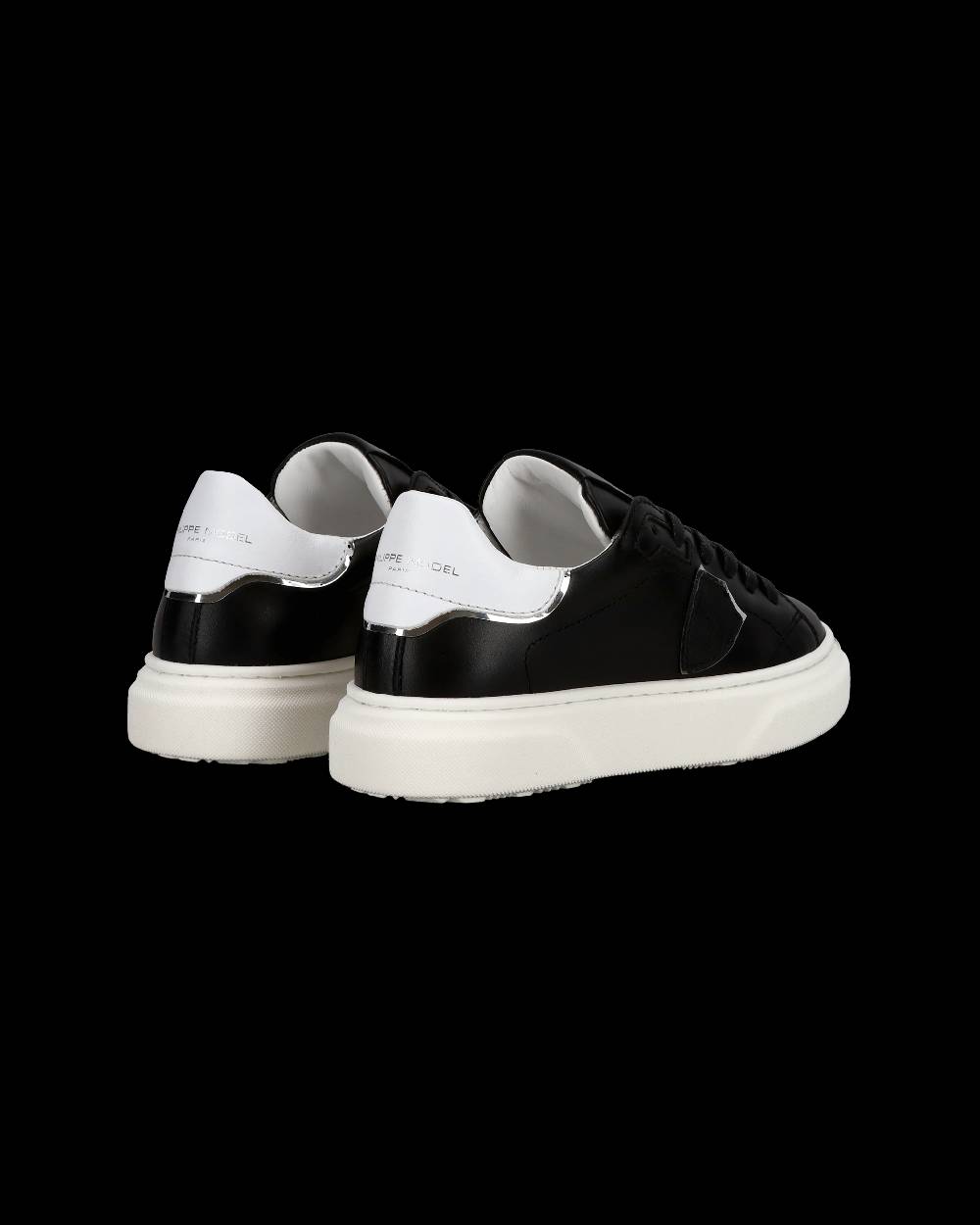 Philippe Model Junior Temple Low-Top Sneakers in Leather, Black White Italia