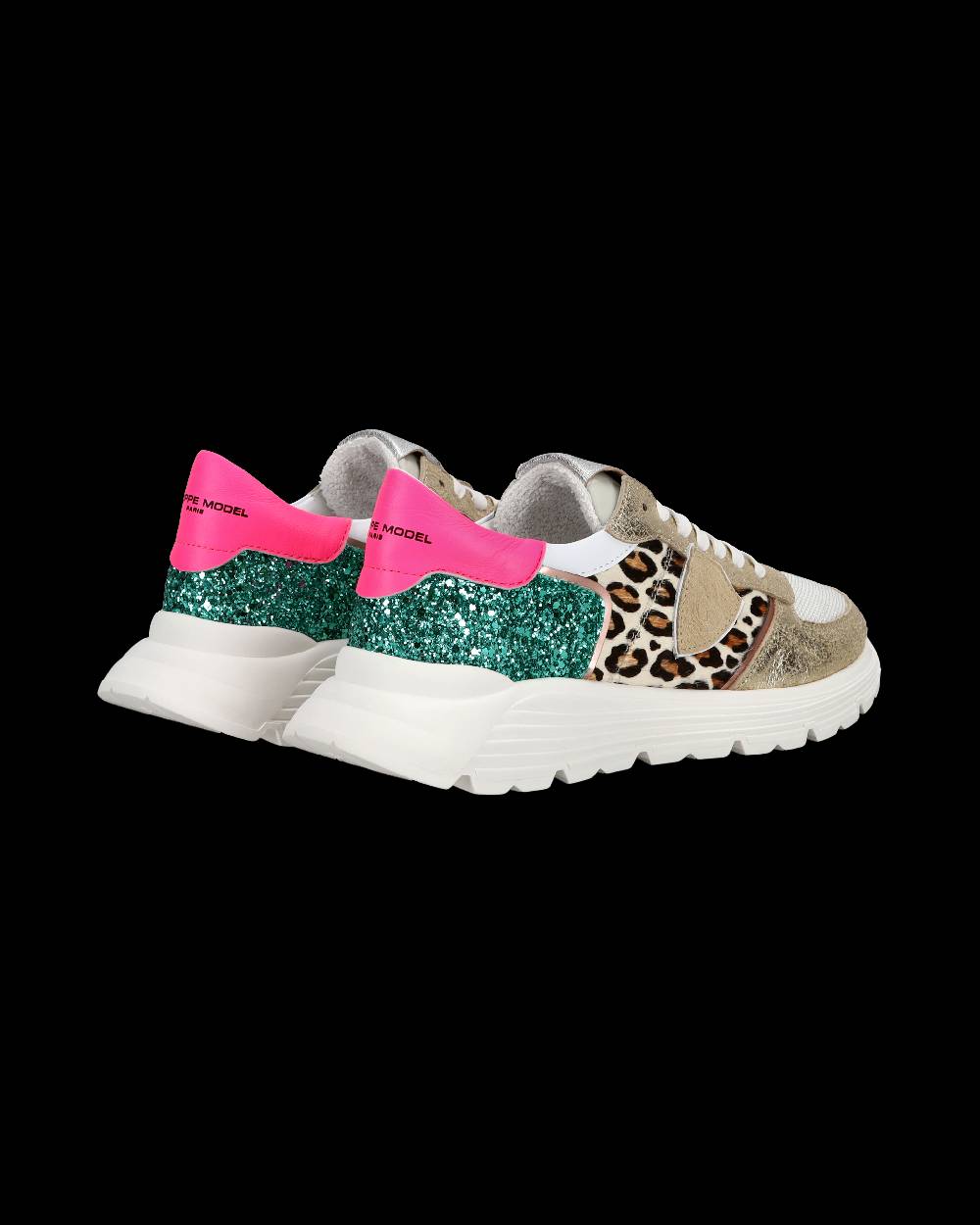 Philippe Model Sneakers basse Trpx Haute da Ragazzo in pelle e glitter, Bianco Verde 2025