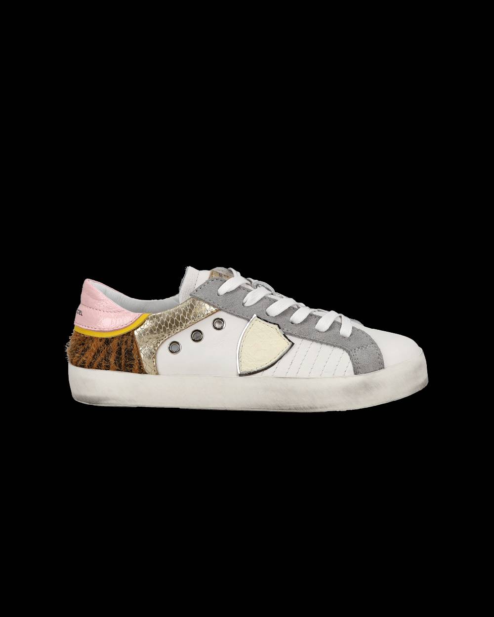 Philippe Model Sneakers basse Paris da Bambino in pelle, Bianco Cognac In Linea