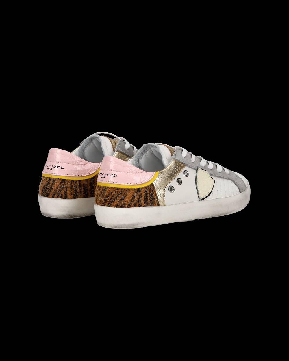 Philippe Model Sneakers basse Paris da Bambino in pelle, Bianco Cognac In Linea