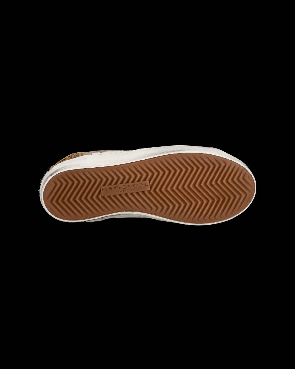Philippe Model Sneakers basse Paris da Bambino in pelle, Bianco Cognac In Linea