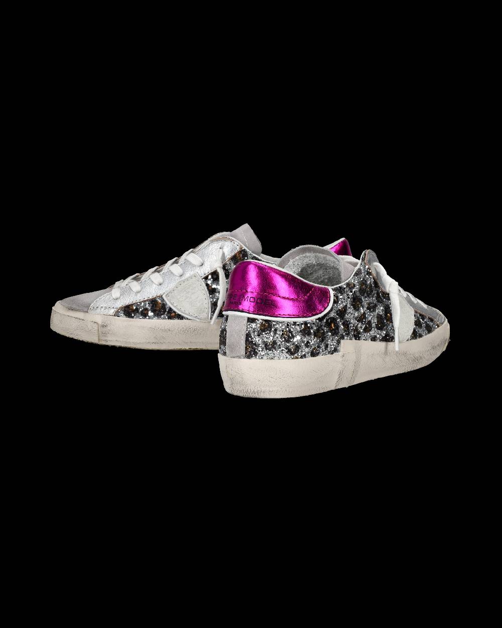 Philippe Model Sneaker bassa PRSX donna - argento, animalier e fucsia In Saldo