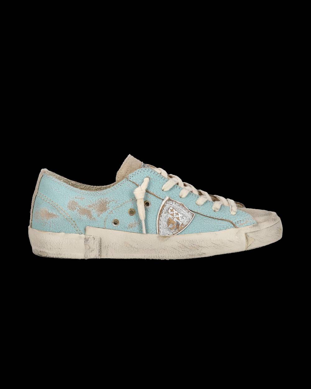 Philippe Model Sneaker bassa PRSX donna in pelle craquelé - verde acqua Moda