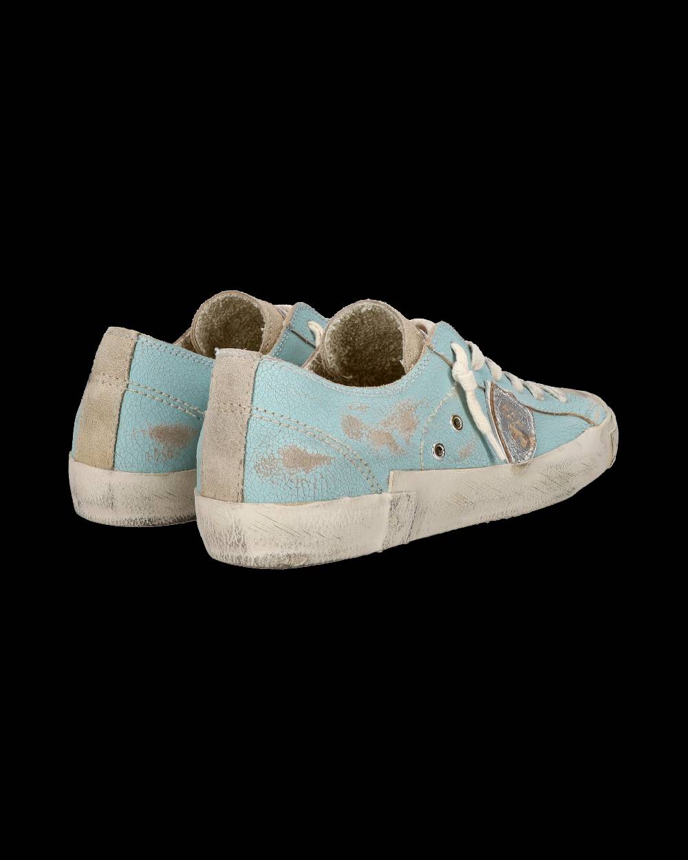 Philippe Model Sneaker bassa PRSX donna in pelle craquelé - verde acqua Moda