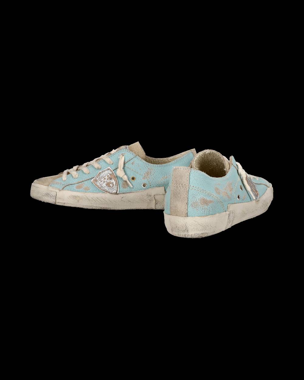Philippe Model Sneaker bassa PRSX donna in pelle craquelé - verde acqua Moda