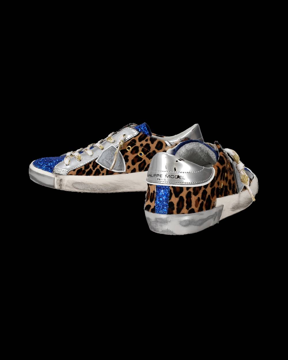 Philippe Model Sneaker basse Paris donna - glitter blu e argento Italy