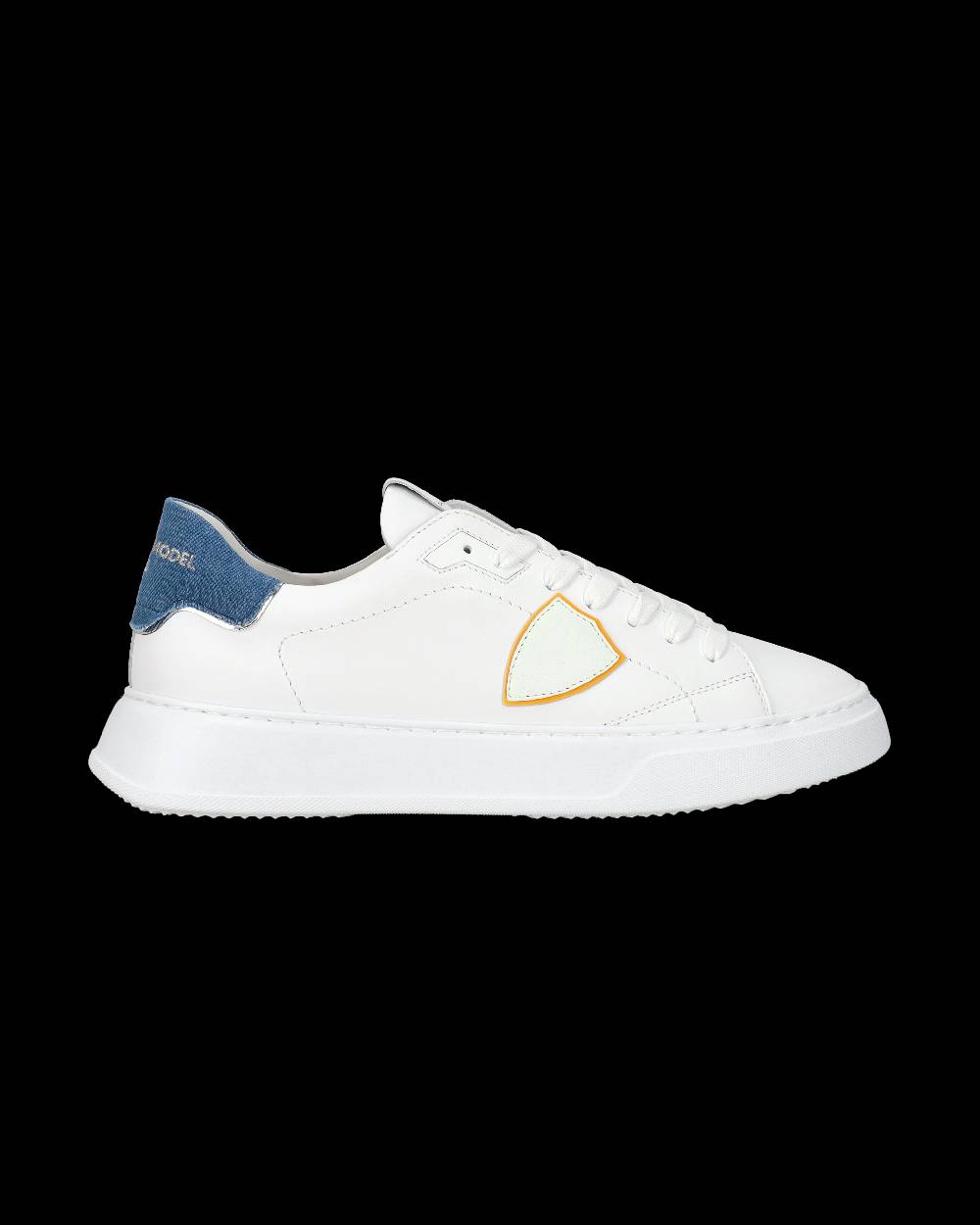 Philippe Model Sneaker casual Temple da uomo in pelle e denim - Blu e bianco Saldi Di Fabbrica
