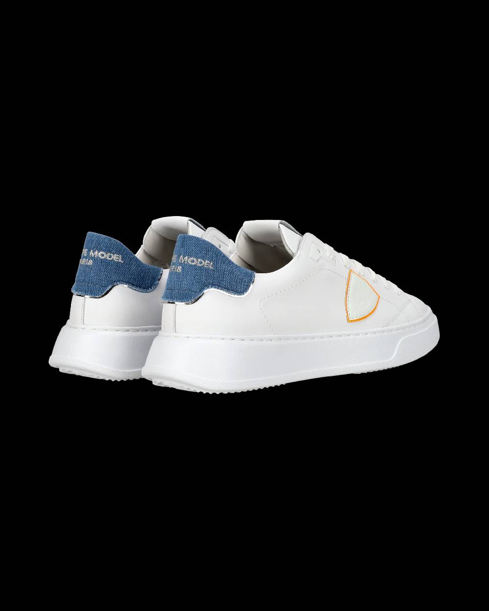 Philippe Model Sneaker casual Temple da uomo in pelle e denim - Blu e bianco Saldi Di Fabbrica