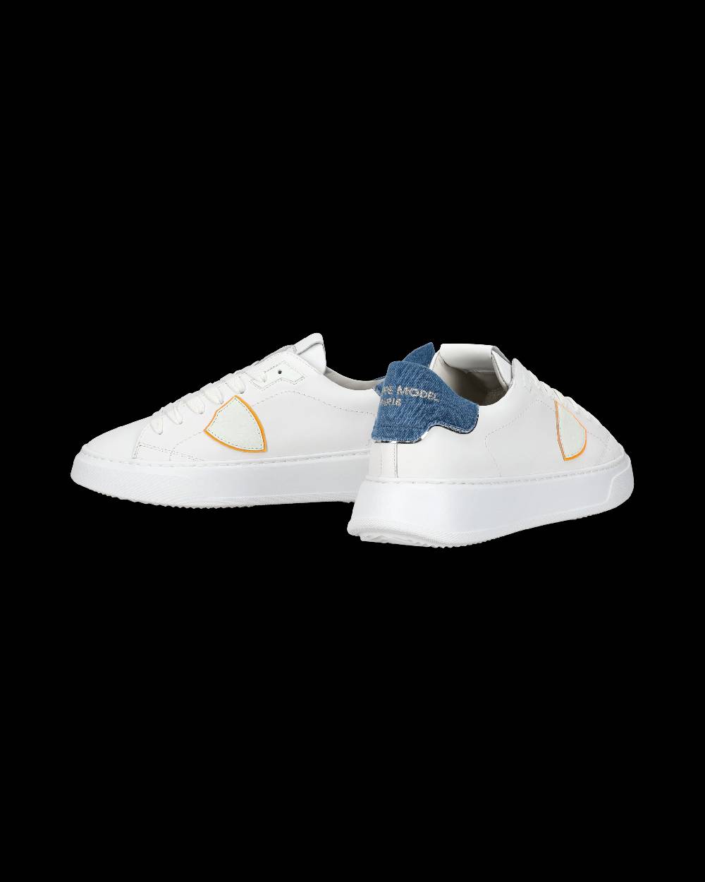 Philippe Model Sneaker casual Temple da uomo in pelle e denim - Blu e bianco Saldi Di Fabbrica