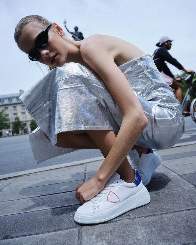 Philippe Model Sneaker basse Tres Temple donna - bianco e bluette Promozione Limitata