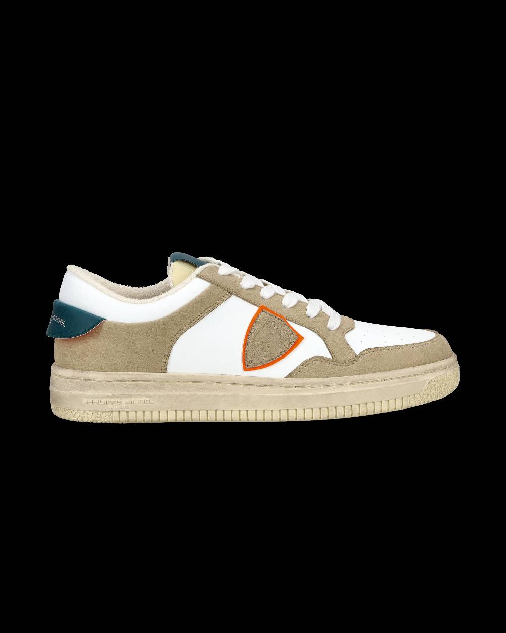 Philippe Model Sneaker streetwear Lyon da uomo in pelle riciclata - Bianco, verde e arancione Affare Del Giorno