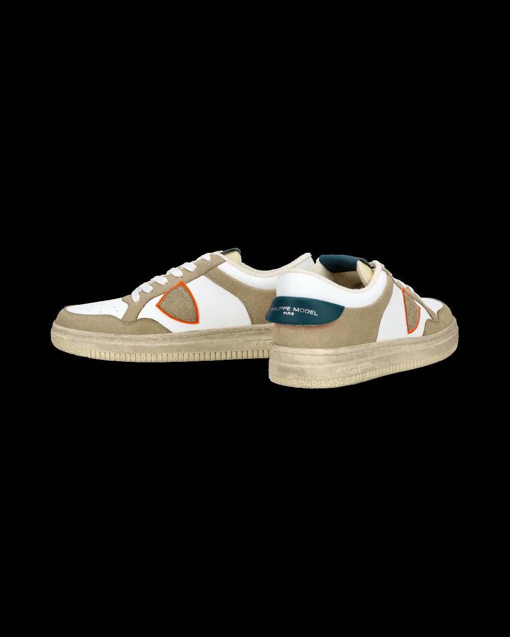 Philippe Model Sneaker streetwear Lyon da uomo in pelle riciclata - Bianco, verde e arancione Affare Del Giorno