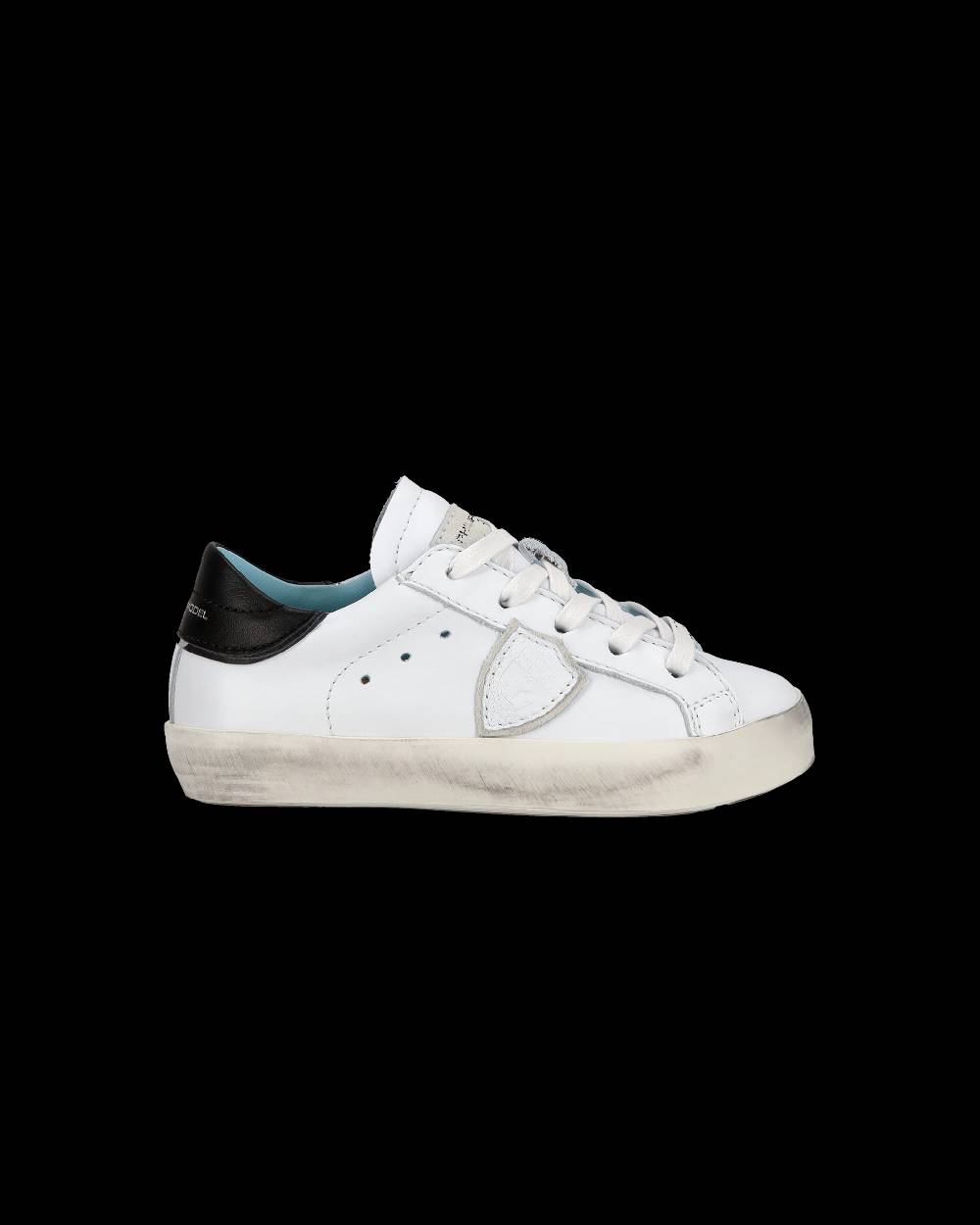 Philippe Model Baby Paris Low-Top Sneakers in Leather, White Black Sconto