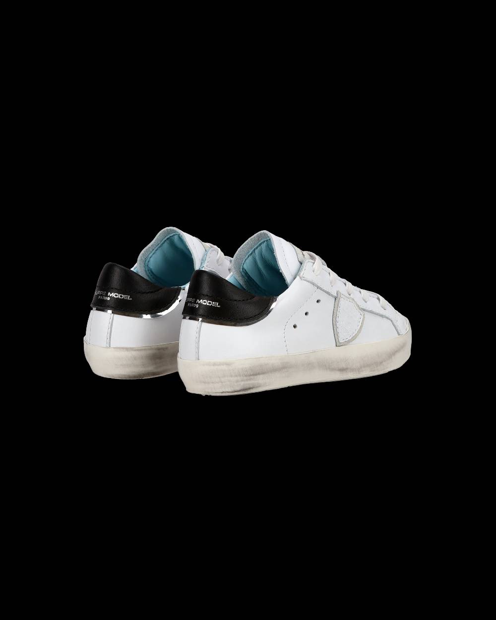 Philippe Model Baby Paris Low-Top Sneakers in Leather, White Black Sconto