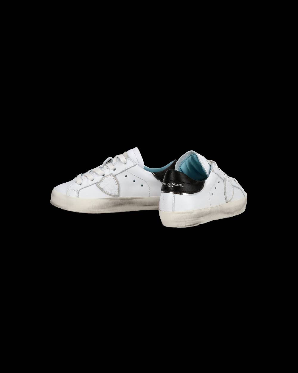 Philippe Model Baby Paris Low-Top Sneakers in Leather, White Black Sconto