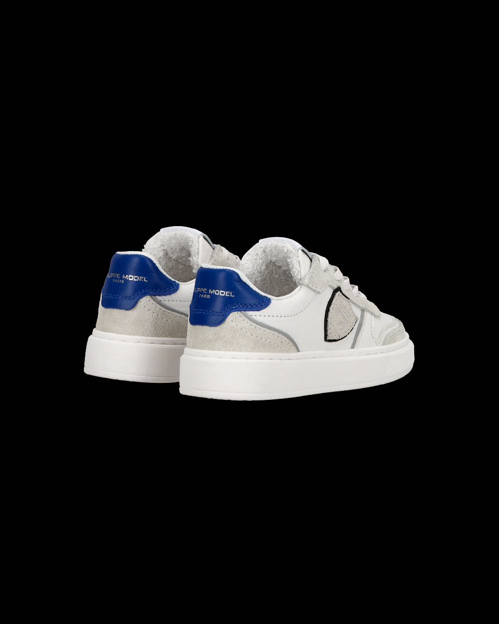 Philippe Model Baby Nice Low-Top Sneakers in Leather, White Blue Online