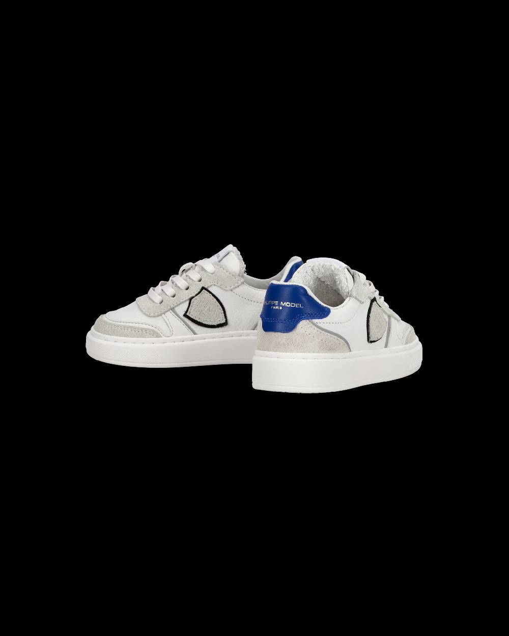 Philippe Model Baby Nice Low-Top Sneakers in Leather, White Blue Online
