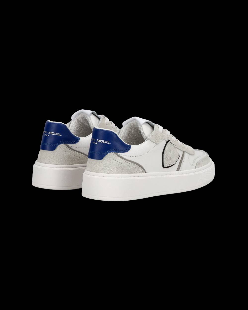 Philippe Model Junior Nice Low-Top Sneakers in Leather, White Blue Outlet