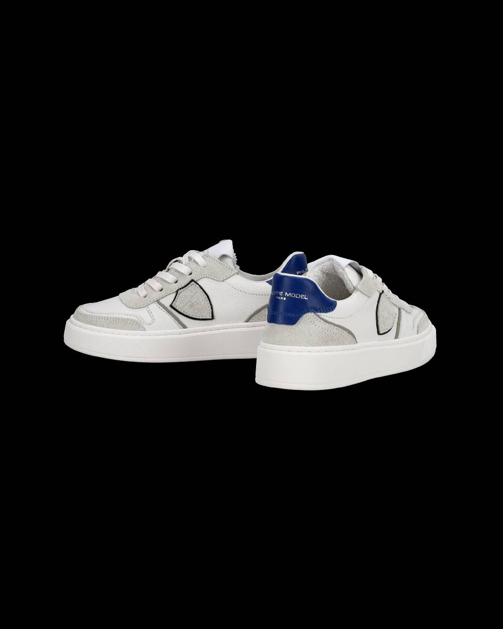 Philippe Model Junior Nice Low-Top Sneakers in Leather, White Blue Outlet