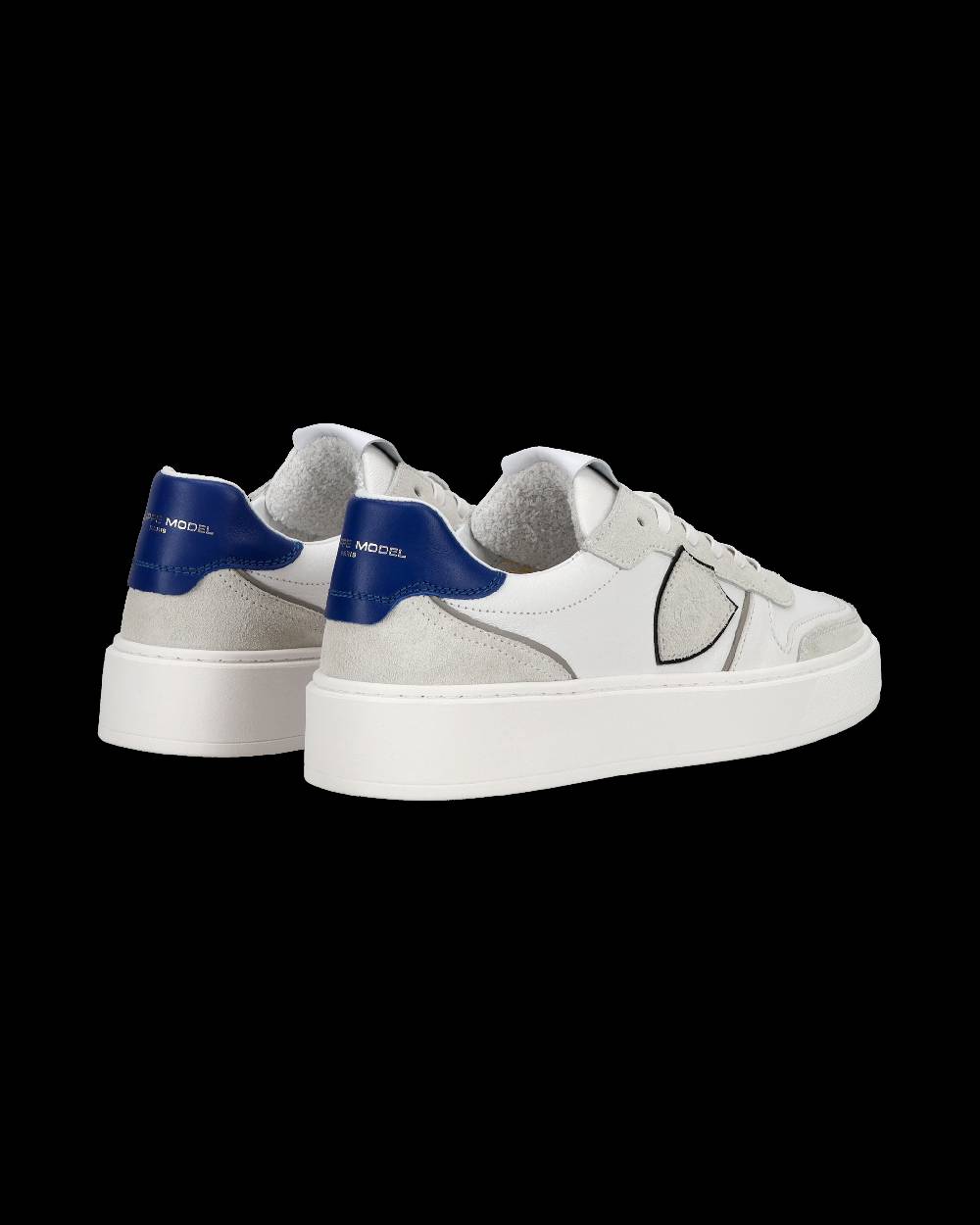 Philippe Model Junior Nice Low-Top Sneakers in Leather, White Blue In Vendita