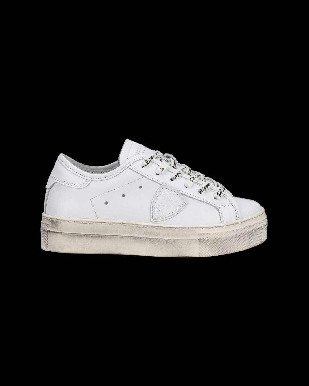 Philippe Model Sneakers basse Paris Haute da Bambino in pelle, Bianco Saldi Di Fabbrica