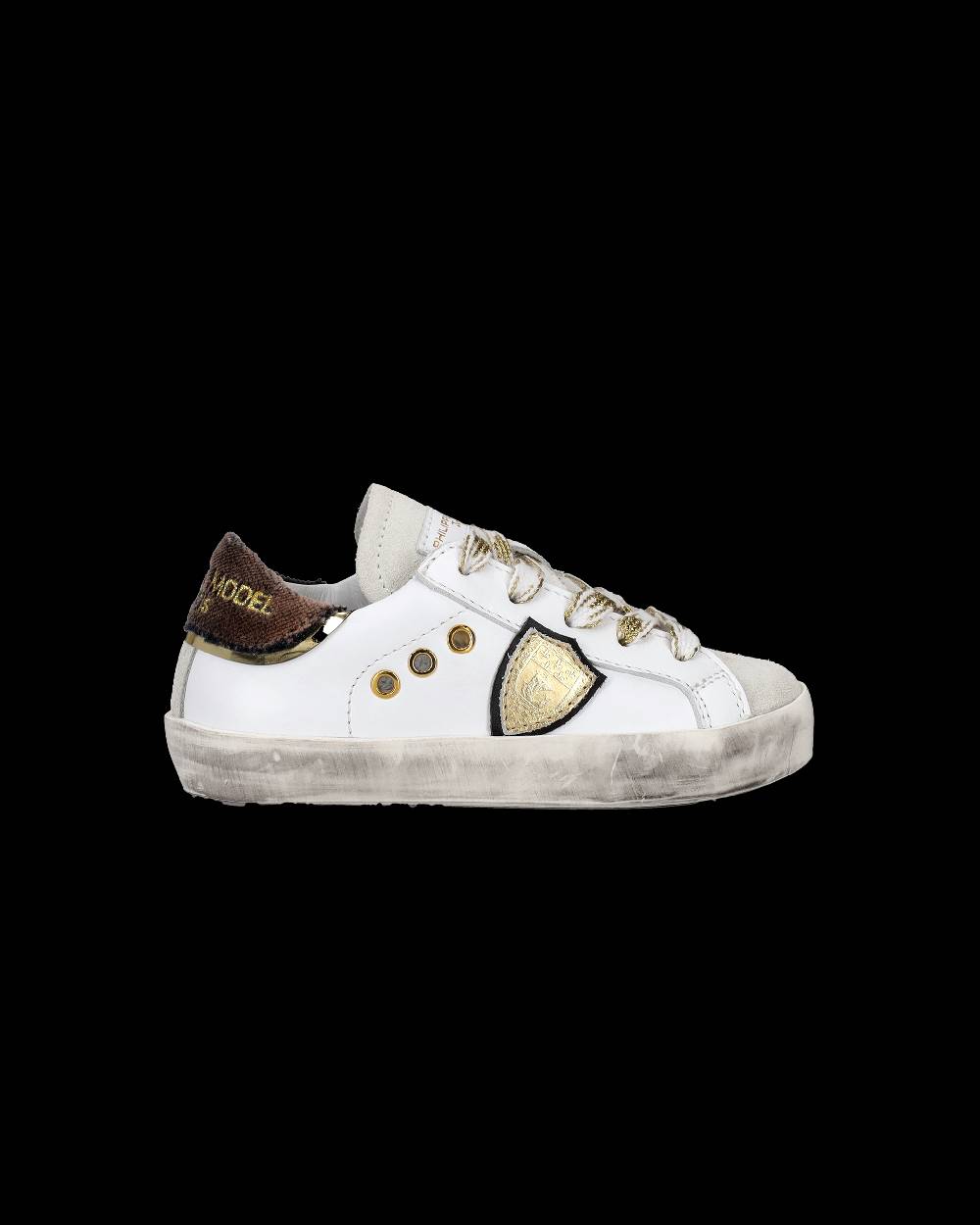 Philippe Model Scarpe da Bambini Prsx basse Bianche e Nere in Pelle Negozio