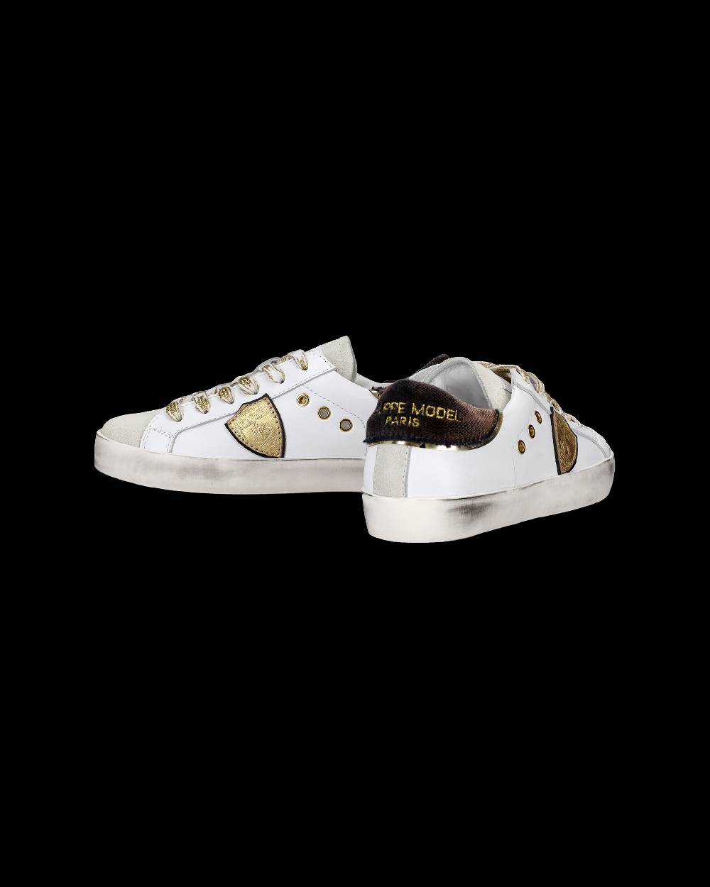 Philippe Model Sneakers Prsx basse da Bambini Bianche e Nere in Pelle In Saldo