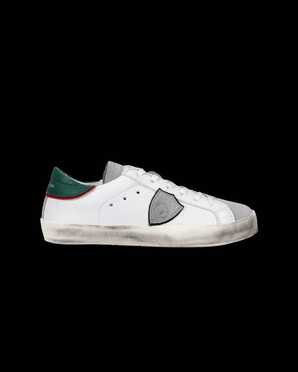 Philippe Model Sneakers Prsx basse da Bambini Bianche e Verdi in Pelle In Linea