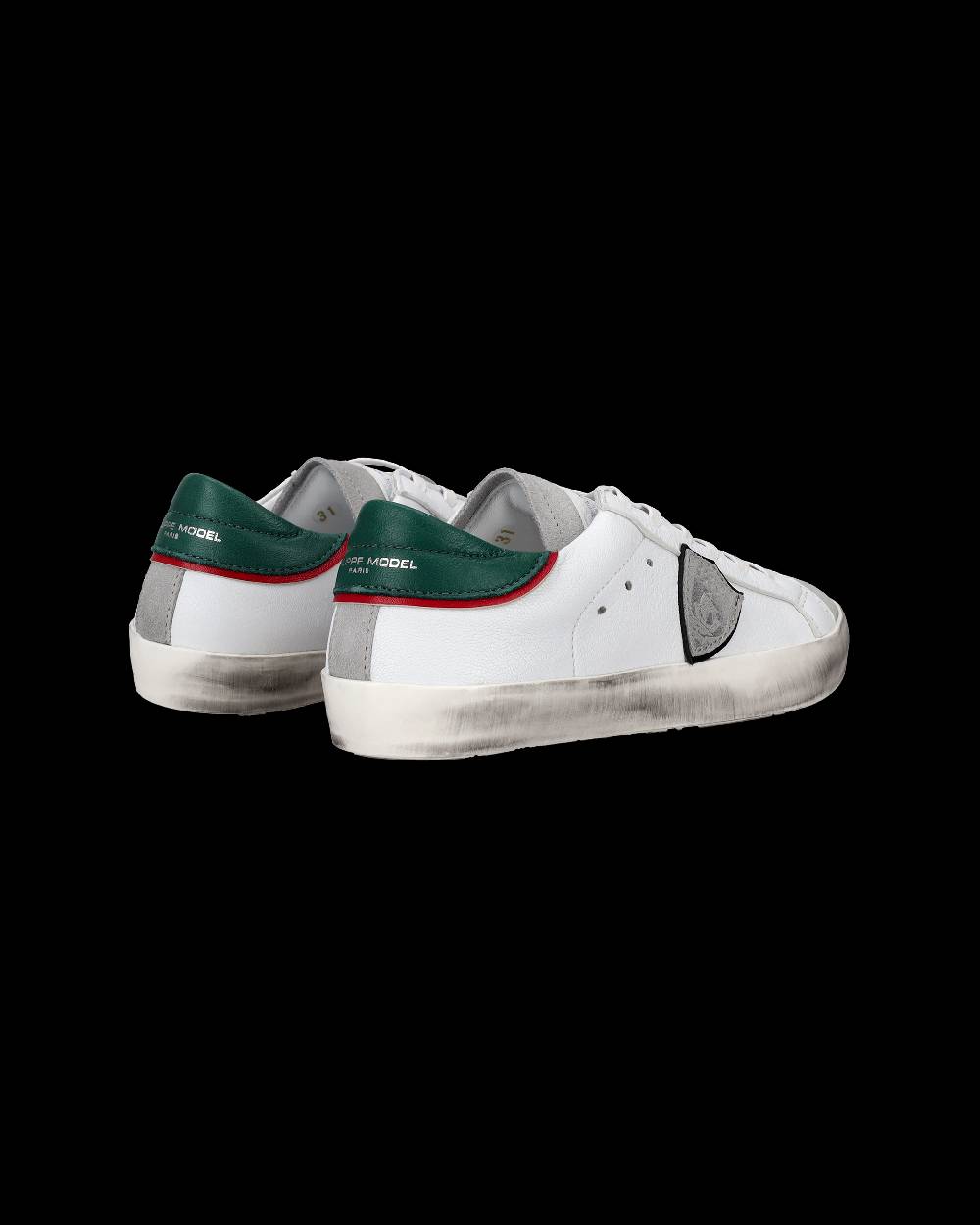 Philippe Model Sneakers Prsx basse da Bambini Bianche e Verdi in Pelle In Linea