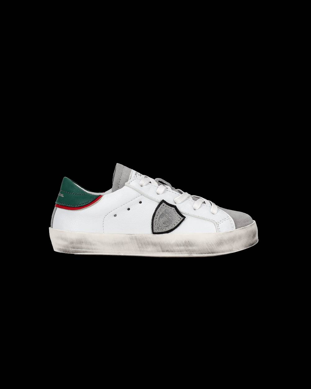 Philippe Model Sneakers da Bambini Prsx Bianche e Verdi in Pelle Nuovo