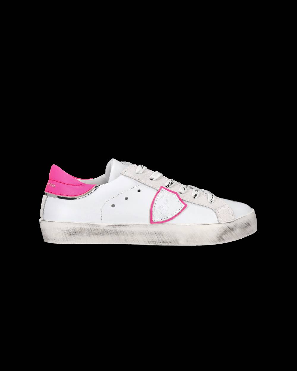 Philippe Model Sneakers Prsx basse da Bambini Bianche e Fucsia in Pelle Qualità