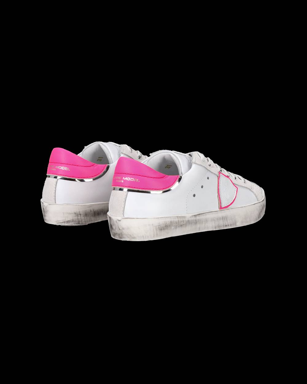 Philippe Model Sneakers Prsx basse da Bambini Bianche e Fucsia in Pelle Qualità
