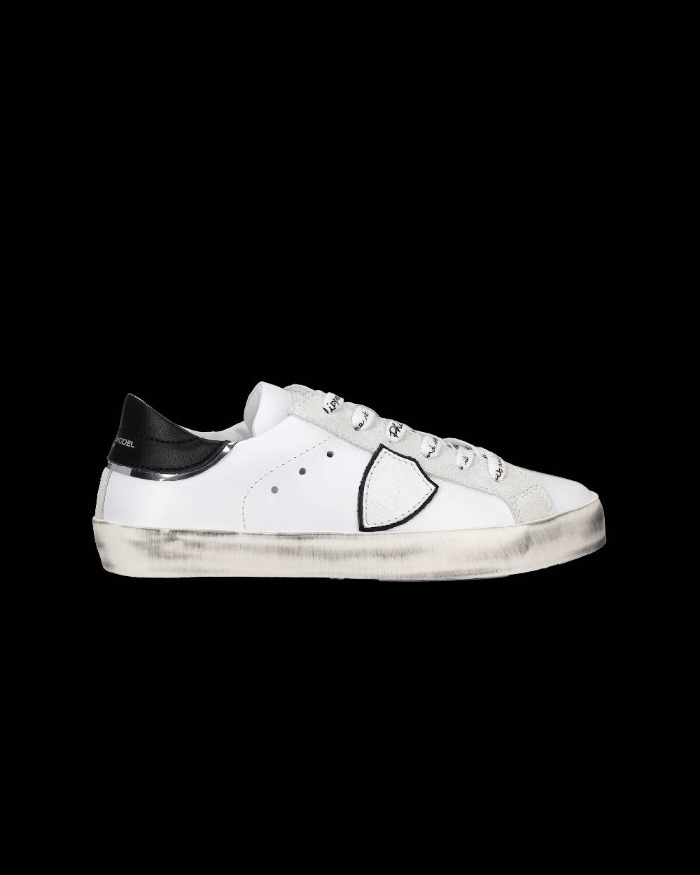 Philippe Model Sneakers Paris da Bambini Bianche e Nere in Pelle Consegna Veloce