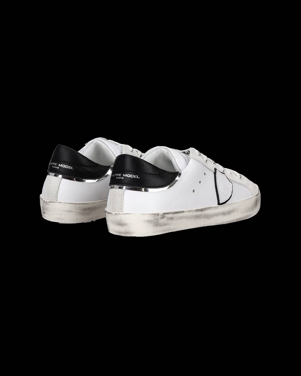 Philippe Model Sneakers Paris da Bambini Bianche e Nere in Pelle Consegna Veloce