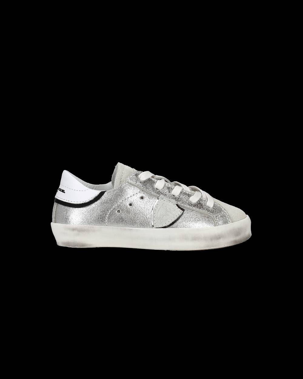 Philippe Model Sneakers Paris da Bambini Argento in Pelle Metal Shopping Online