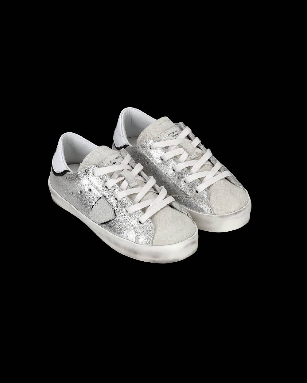 Philippe Model Sneakers Paris da Bambini Argento in Pelle Metal Shopping Online