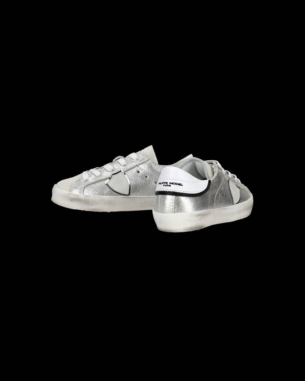 Philippe Model Sneakers Paris da Bambini Argento in Pelle Metal Shopping Online