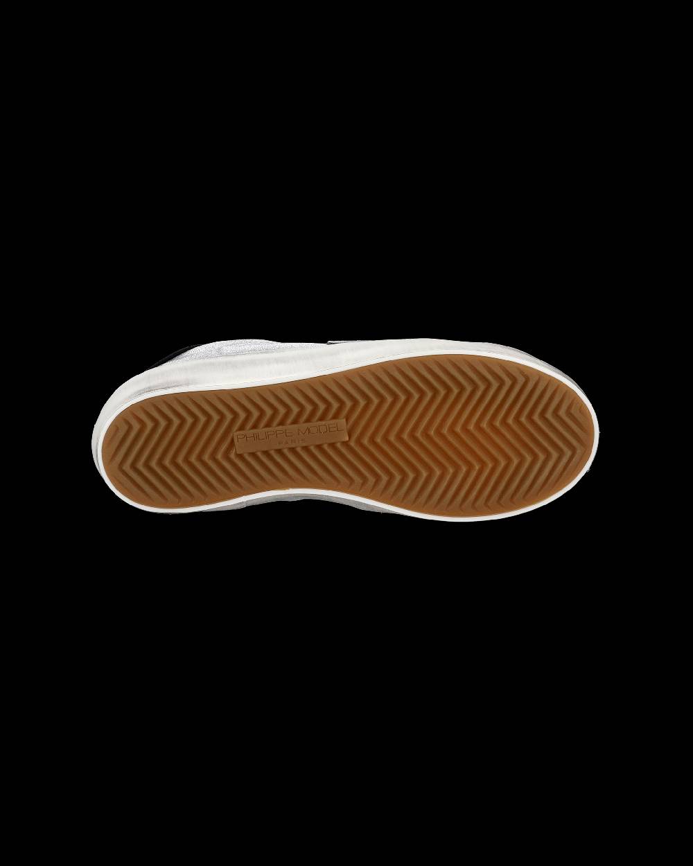 Philippe Model Sneakers Paris da Bambini Argento e Nere in Pelle Metal Affare Del Giorno