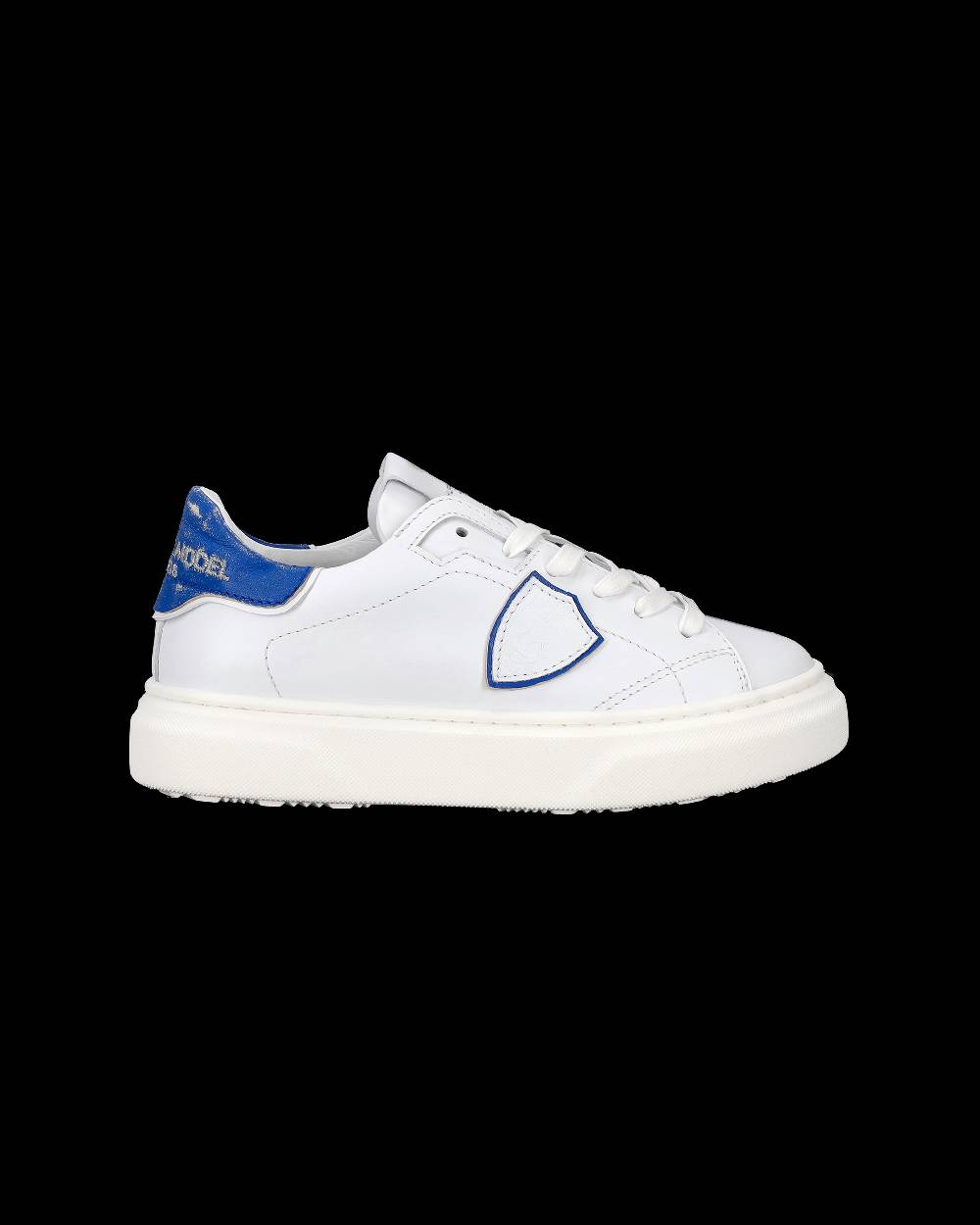 Philippe Model Sneakers Temple da Bambini Bianche e Blu in Pelle Morbida Sottocosto
