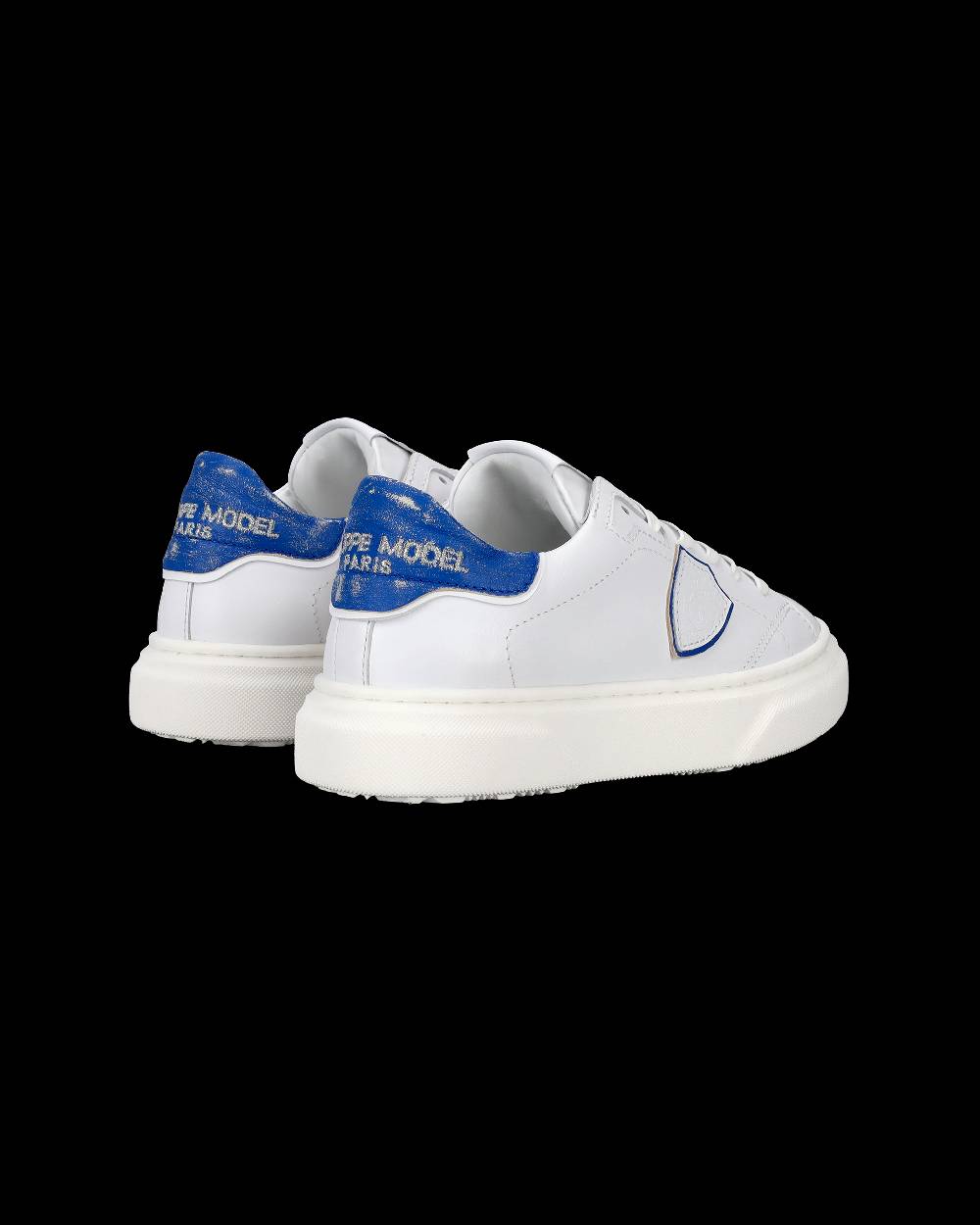 Philippe Model Sneakers Temple da Bambini Bianche e Blu in Pelle Morbida Sottocosto