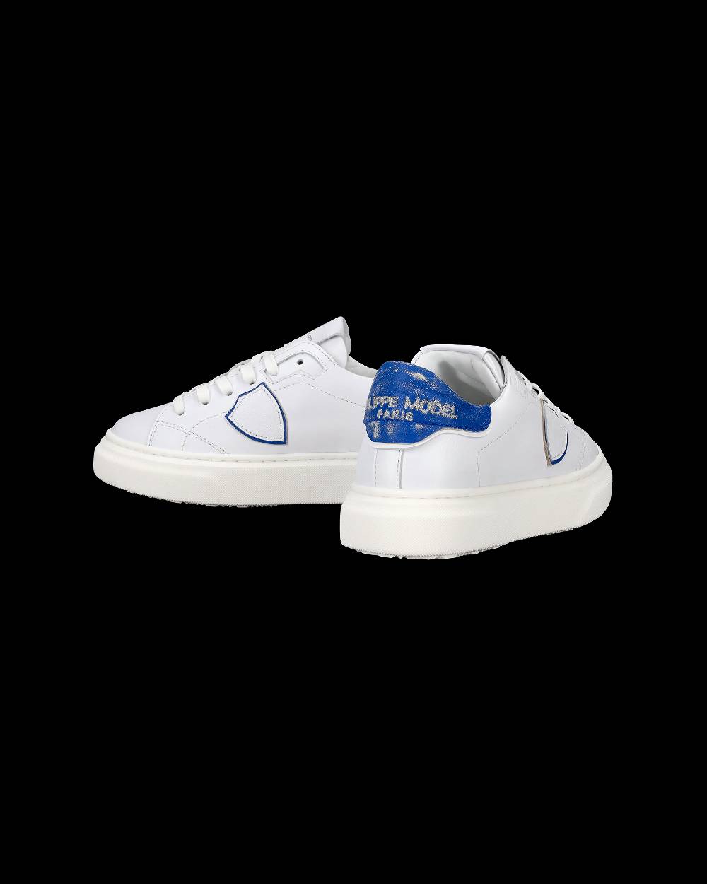 Philippe Model Sneakers Temple da Bambini Bianche e Blu in Pelle Morbida Sottocosto