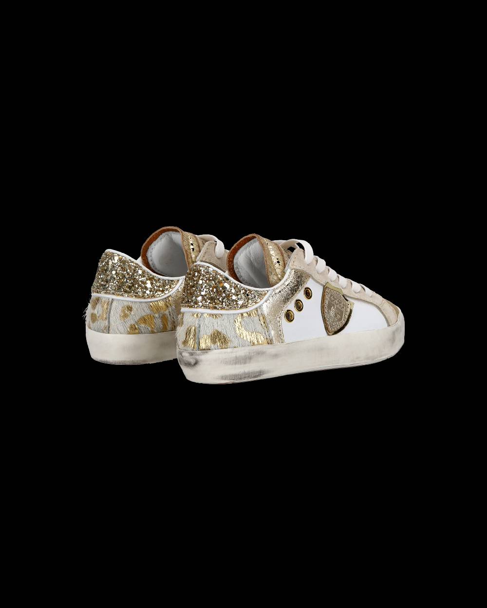 Philippe Model Baby Paris Low-Top Sneakers in Leather, White Gold Presa