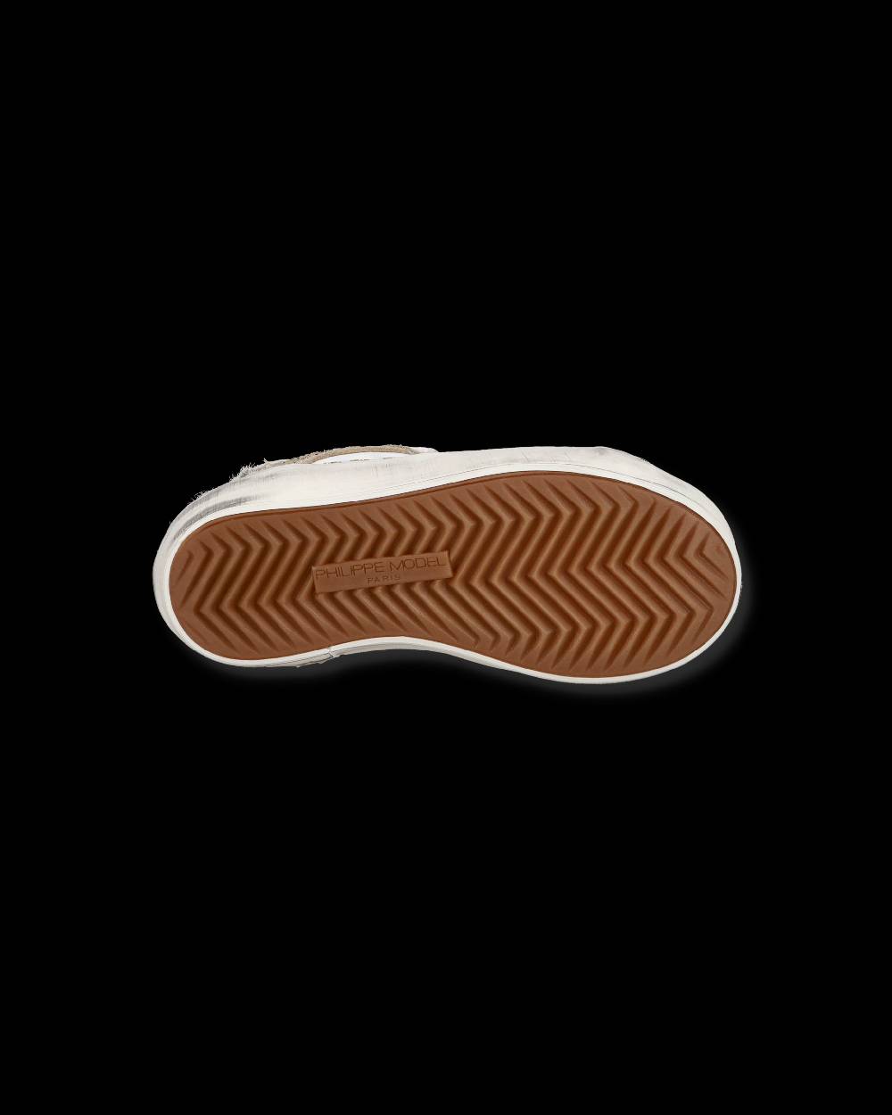Philippe Model Baby Paris Low-Top Sneakers in Leather, White Gold Presa