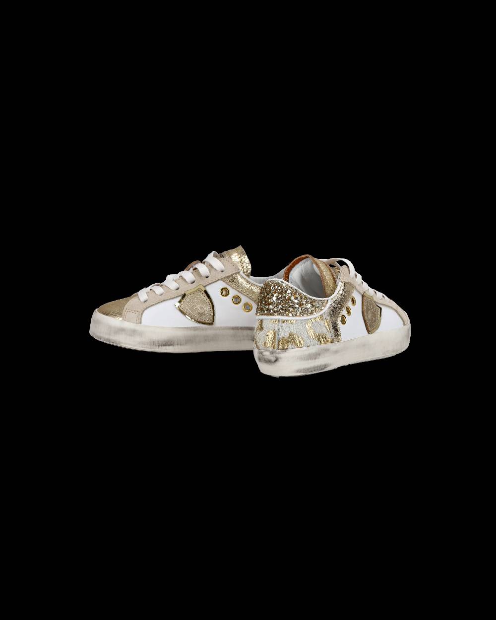 Philippe Model Baby Paris Low-Top Sneakers in Leather, White Gold Presa